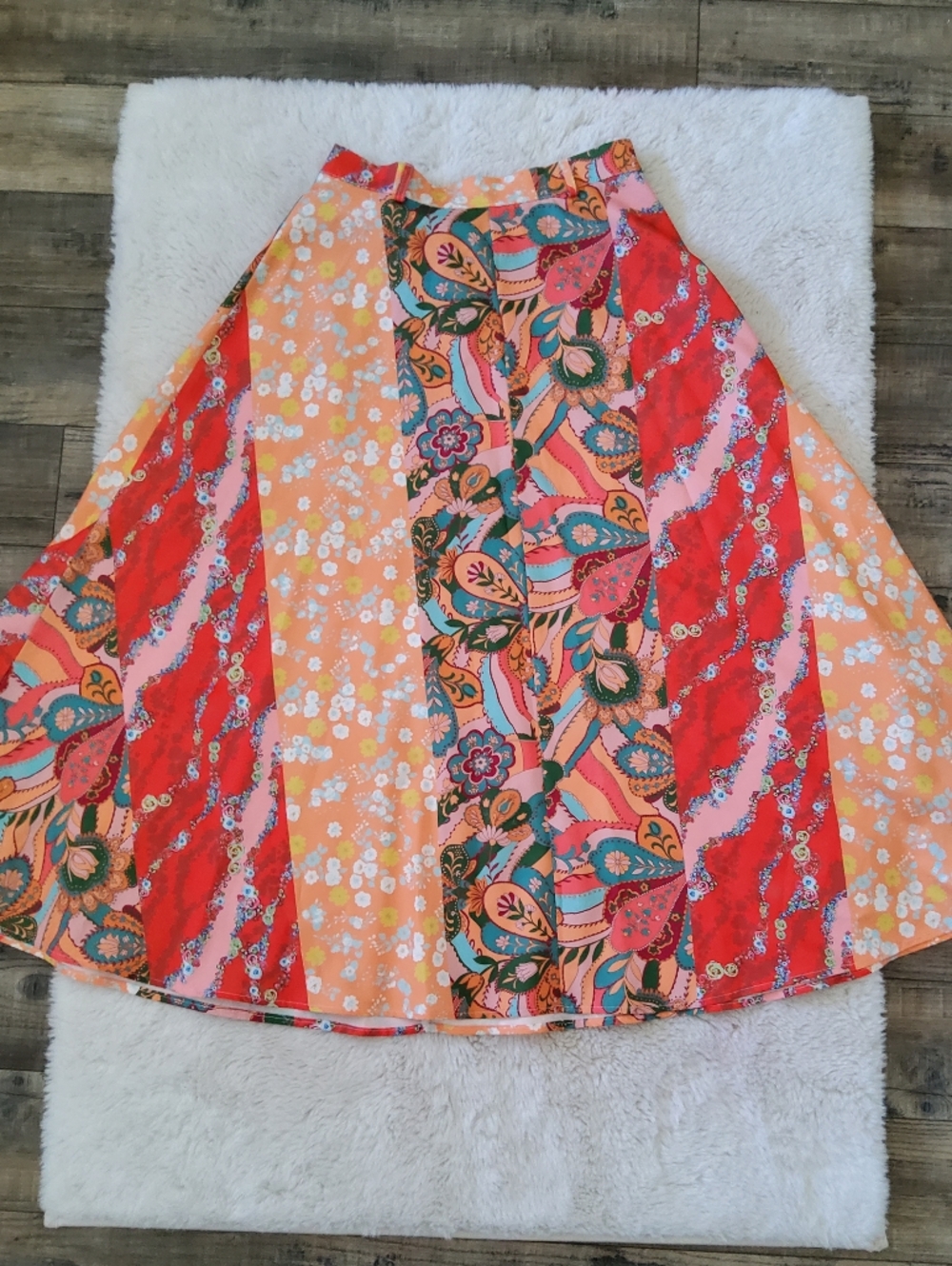 Pink Ripple Psychedelic Boho Maxi Skirt